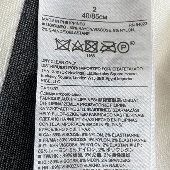 Banana Republic Striped Rayon Viscose Blend Fitted Pencil Skirt Black Cream Sz 2 - Picture 7 of 8